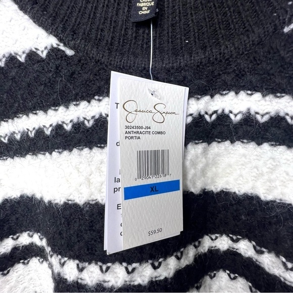 Jessica Simpson Portia Anthracite Stripe Combo Sweater - Picture 3 of 9